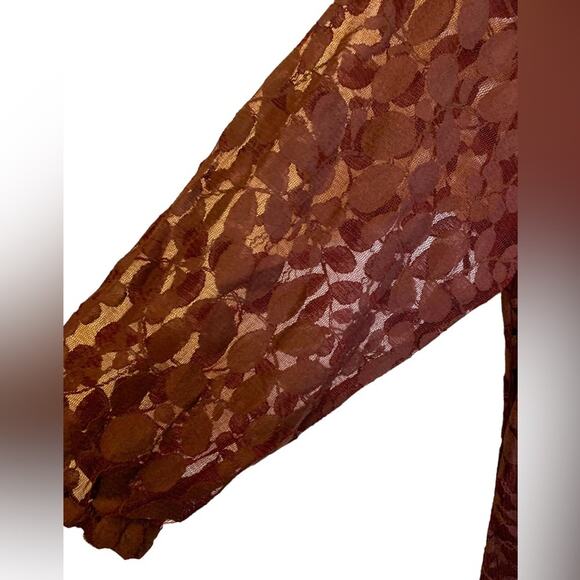 Garnet Hill Boheme Easy Lace Dress Mini Deep Mahogany Size 16 - Picture 6 of 7